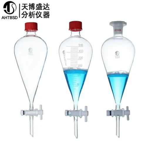 Pear-shaped separatory funnel 250/500/1000ml PTFE plug funnel with scale - Image 4