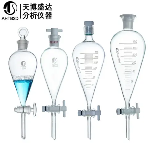 Pear-shaped separatory funnel 250/500/1000ml PTFE plug funnel with scale - Image 3
